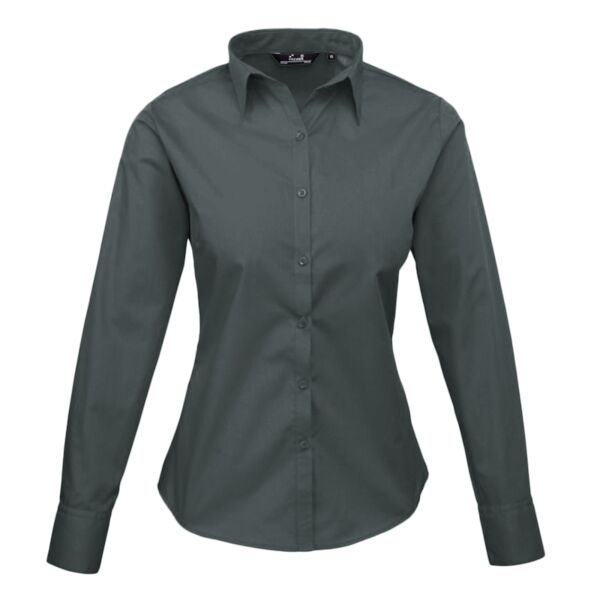 Ladies  Poplin Mandarin Collar Shirt Thumbnail
