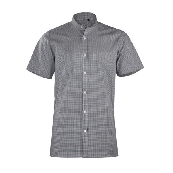 Mandarin Collar Gingham Short Sleeve Shirt Thumbnail
