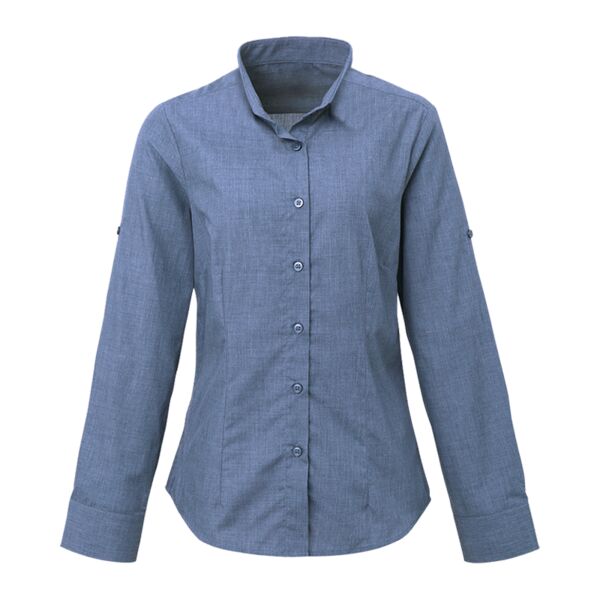 Ladies Mandarin Collar Roll Sleeve Shirt Thumbnail