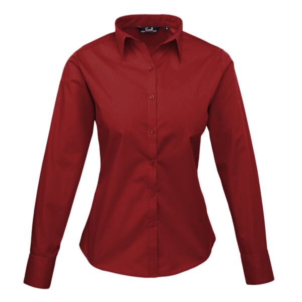 10 x Premier Ladies Long Sleeve Poplin Blouse Thumbnail